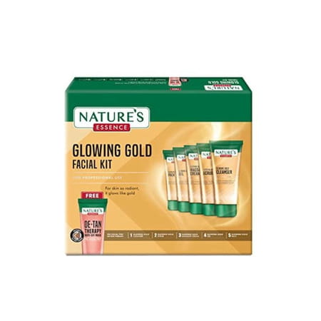 Nature'S Essence Glowing Gold++ Facial Kit | Bright Glowing Skin | 24k Gold & Saffron Infused | 500g
