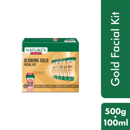 Nature'S Essence Glowing Gold++ Facial Kit | Bright Glowing Skin | 24k Gold & Saffron Infused | 500g