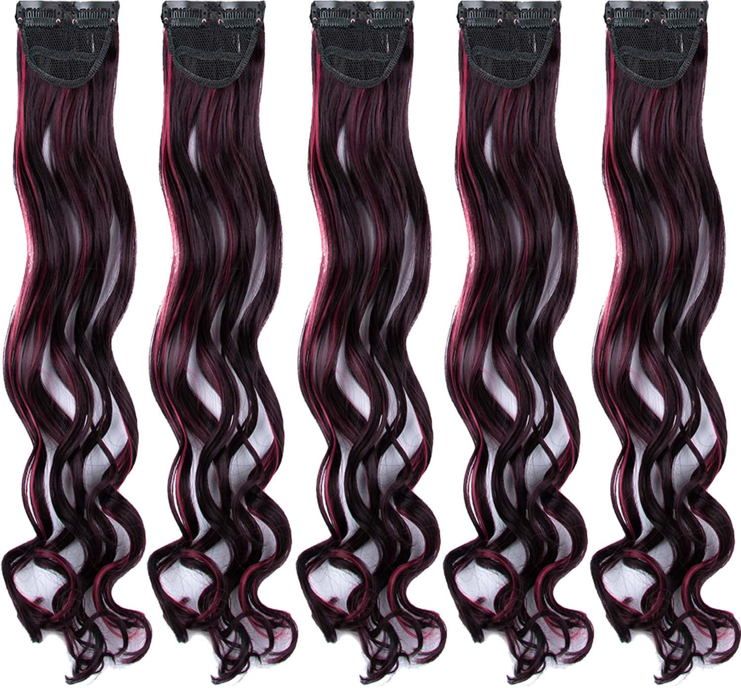 Streak Street Clip-In 20" Curly Burgundy Side Patches (5pcs Set)