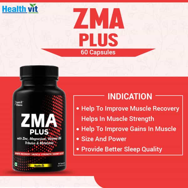 Healthvit Fitness Triple Strength Zma Plus Sports Recovery & Sleep Support Supplement - 60 Capsules