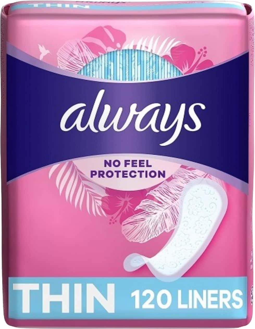 Always Pantiliner Thin Regular Wrapped Unscented 120 (Count Pack Of 1)