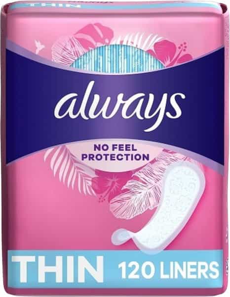Always Pantiliner Thin Regular Wrapped Unscented 120 (Count Pack Of 1)