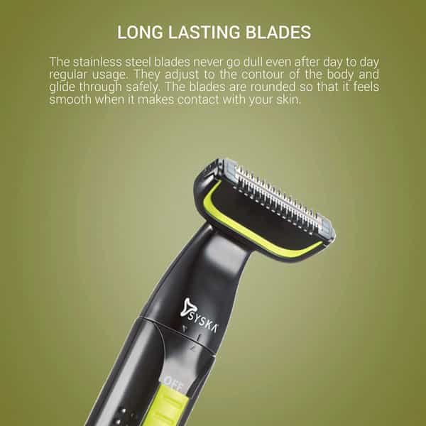 Syska Bgt300 Runtime: 45 Min Body Groomer For Men (Black Green)