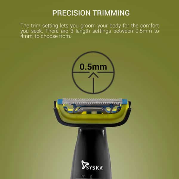 Syska Bgt300 Runtime: 45 Min Body Groomer For Men (Black Green)