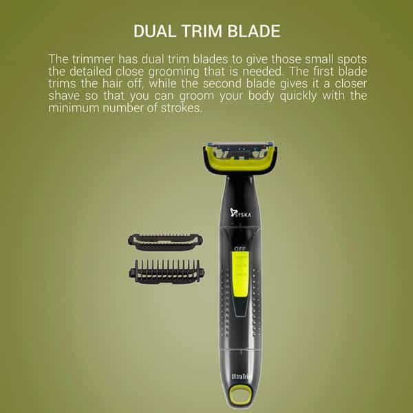 Syska Bgt300 Runtime: 45 Min Body Groomer For Men (Black Green)