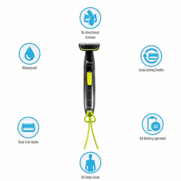 Syska Bgt300 Runtime: 45 Min Body Groomer For Men (Black Green)