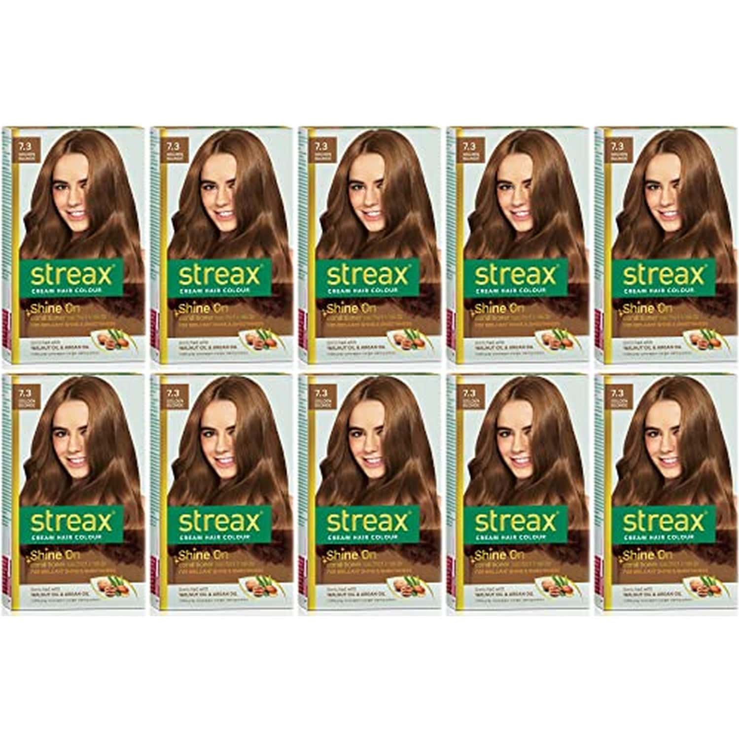 Streax Cream Hair Color For Unisex 120ml - 7.3 Golden Blonde (Pack Of 10) Golden Blonde No-7.3