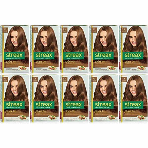 Streax Cream Hair Color For Unisex 120Ml - 7.3 Golden Blonde (Pack Of 10) Golden Blonde No-7.3