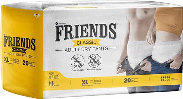 Friends Classic Adult Diapers Pants Style - 20 Count (Extra Large) - Waist Size 30-56 Inch,76-142Cm