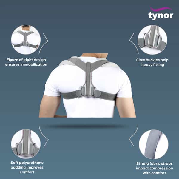 Tynor Clavicle Brace With Fastening Tape Grey Xxl 1 Unit