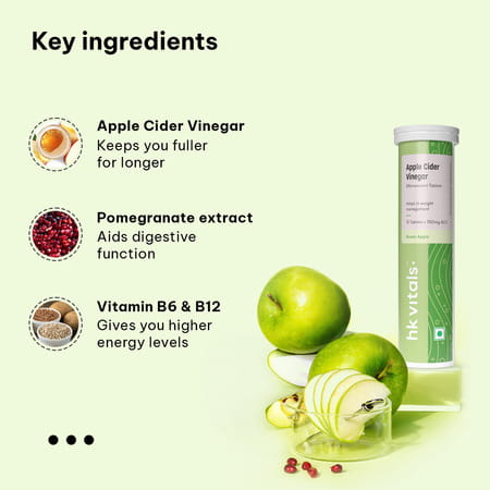 Hk Vitals Apple Cider Vinegar 750Mg (Green Apple | 15 Effervescent Tablets)
