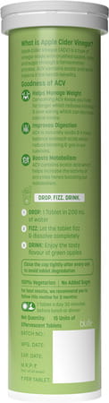 Hk Vitals Apple Cider Vinegar 750Mg (Green Apple | 15 Effervescent Tablets)