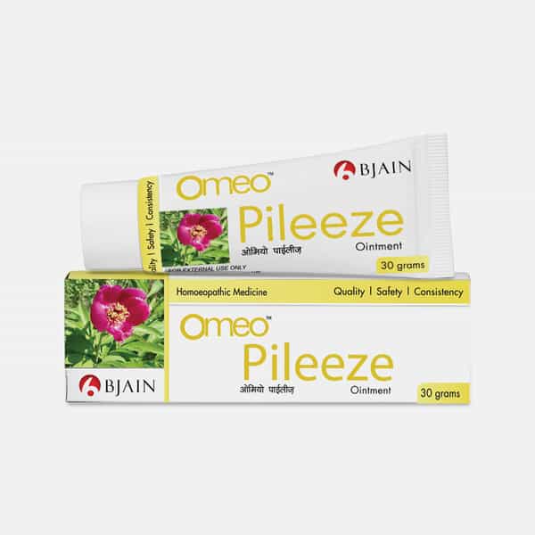 Bjain Omeo Pileeze Ointment | Homeopathic Piles Relief For Pain | Burning & Itching - 30Gm