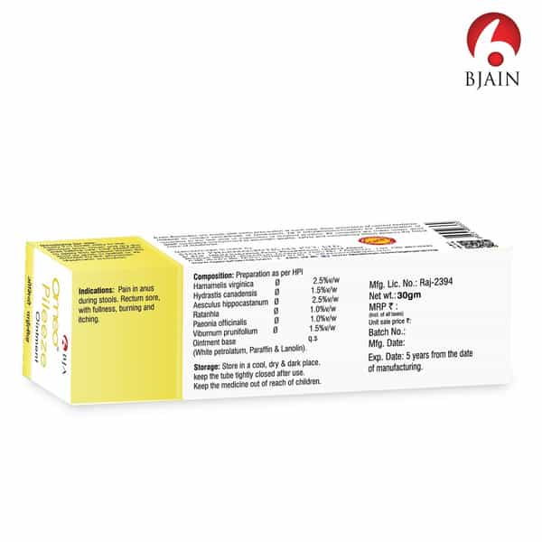 Bjain Omeo Pileeze Ointment | Homeopathic Piles Relief For Pain | Burning & Itching - 30Gm