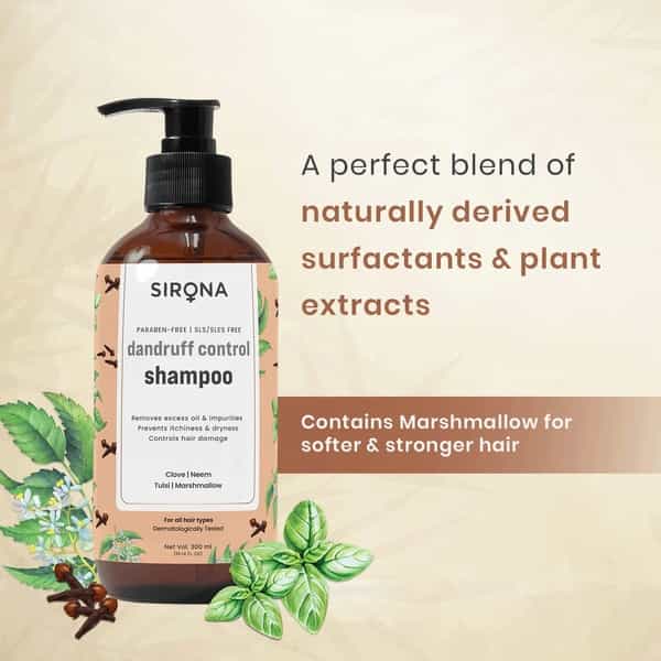 Sirona Marshmallow & Clove Anti Dandruff Shampoo With Neem & Tulsi For Men & Women - 300 Ml