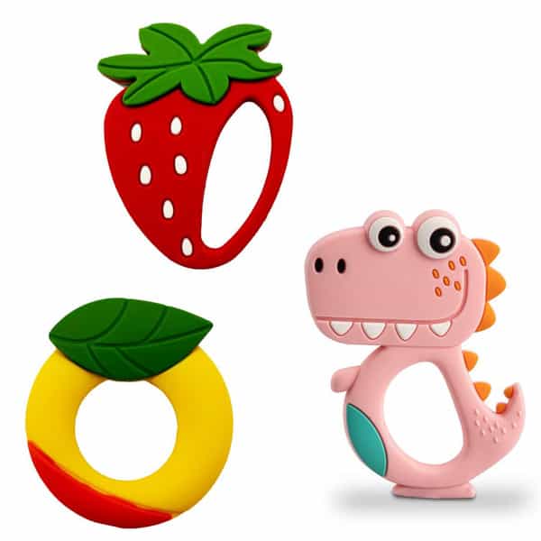 Chevalier Soft Silicone Rubber Baby Teether | Soothes Sore Gums Chew Infant Toy Combo 3 Sroydp