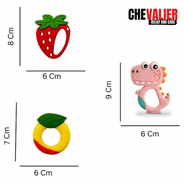 Chevalier Soft Silicone Rubber Baby Teether | Soothes Sore Gums Chew Infant Toy Combo 3 Sroydp