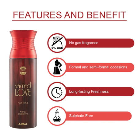 Ajmal Amber Magic Eau De Parfum 100ml Perfume For Men And Sacred Love Deodorant 200ml For Women