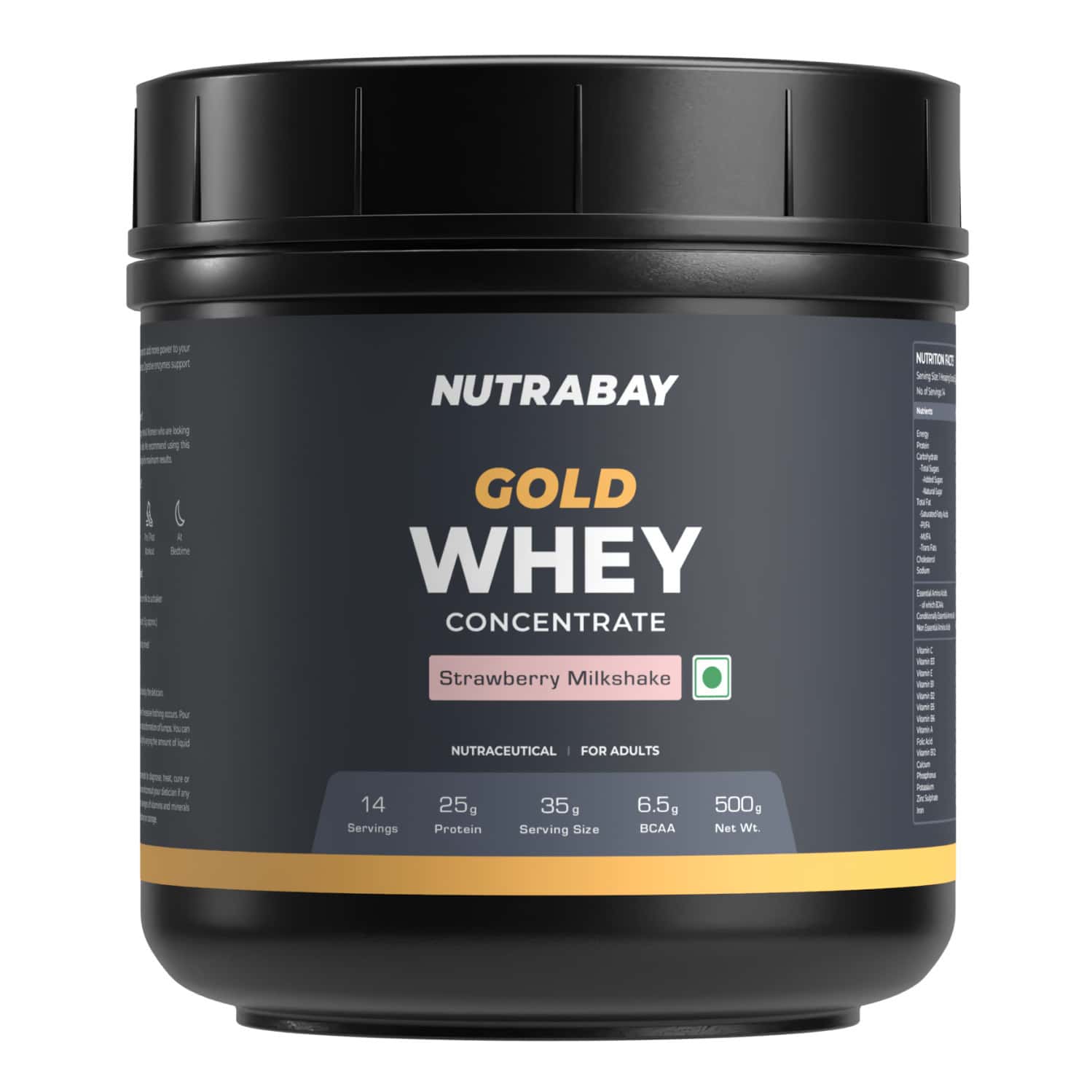 Nutrabay Gold 100% Whey Protein Concentrate Strawberry Milkshake - 500g
