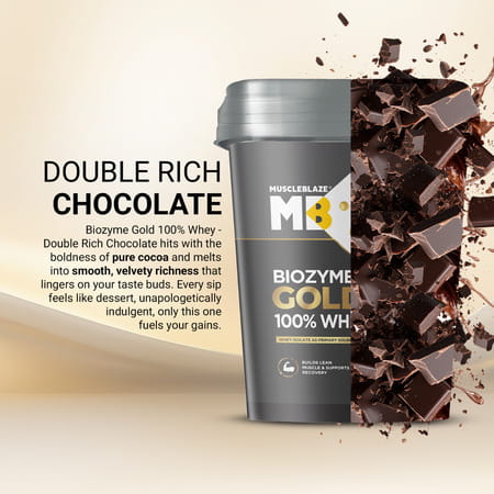 Muscleblaze Biozyme Gold 100% Whey Protein (Double Rich Chocolate | 4kg / 8.8lbs)