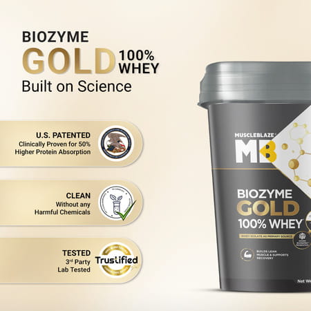 Muscleblaze Biozyme Gold 100% Whey Protein (Double Rich Chocolate | 4kg / 8.8lbs)