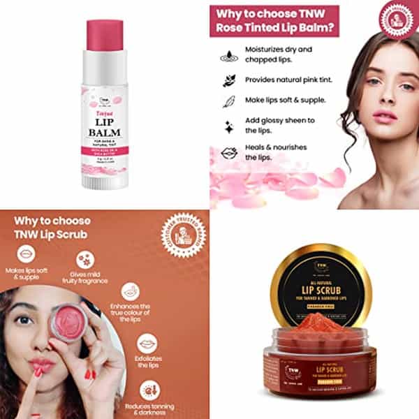 Tnw The Natural Wash Lip Care Combo (Rose Tinted Lip Balm | Pink 6G + Lip Scrub 25G)