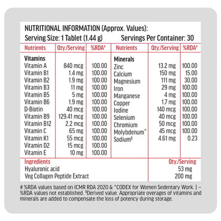 Hk Vitals Multivitamin Plus Women (30 Tablets) | Daily Multivitamin For Women