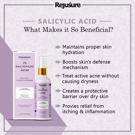 Rejusure 2% Salicylic Acid Moisturizer Fights Breakout & Blackheads & Excess Oil Cream - 50ml
