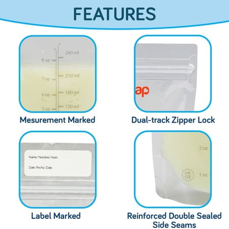 Luvlap Baby Breast Milk Storage Bags Disposable Milk Freezer Bags For Breast Feeding Pack Of 50 Bags