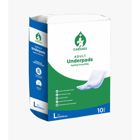 Careage Premium Adult Underpads | Large 60 X 90 Cm | (10 Pieces) Adult Diapers - L