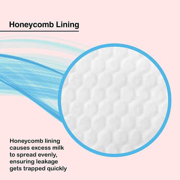 Luvlap Ultra Thin Honeycomb Nursing Breast Pads 48Pcs Disposable High Absorbent Discreet Fit