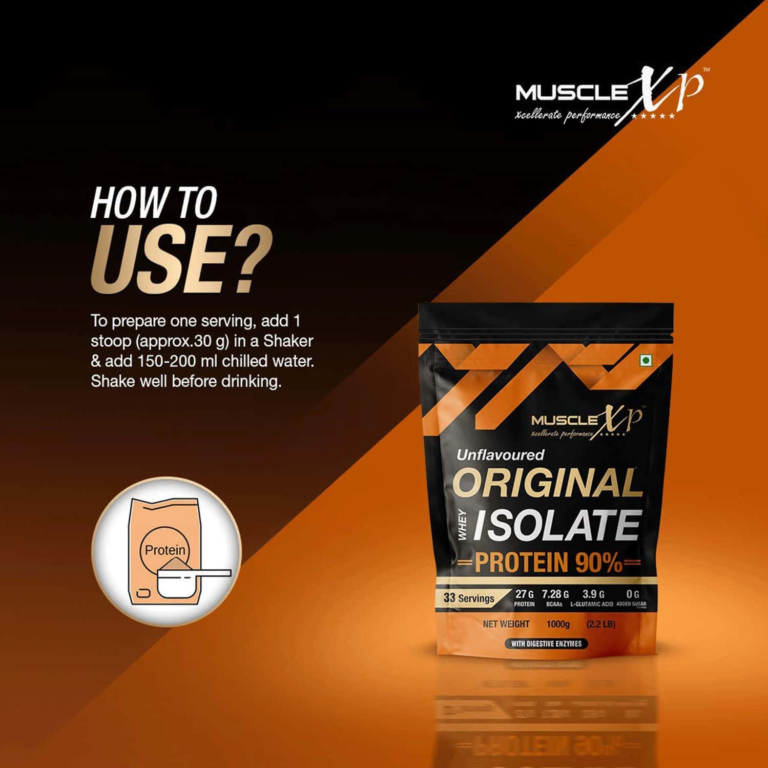 Buy MUSCLEXP ORIGINAL WHEY ISOLATE PROTEIN 90 WITH DIGESTIVE ENZYME 1KG POUCH Online & Get Upto