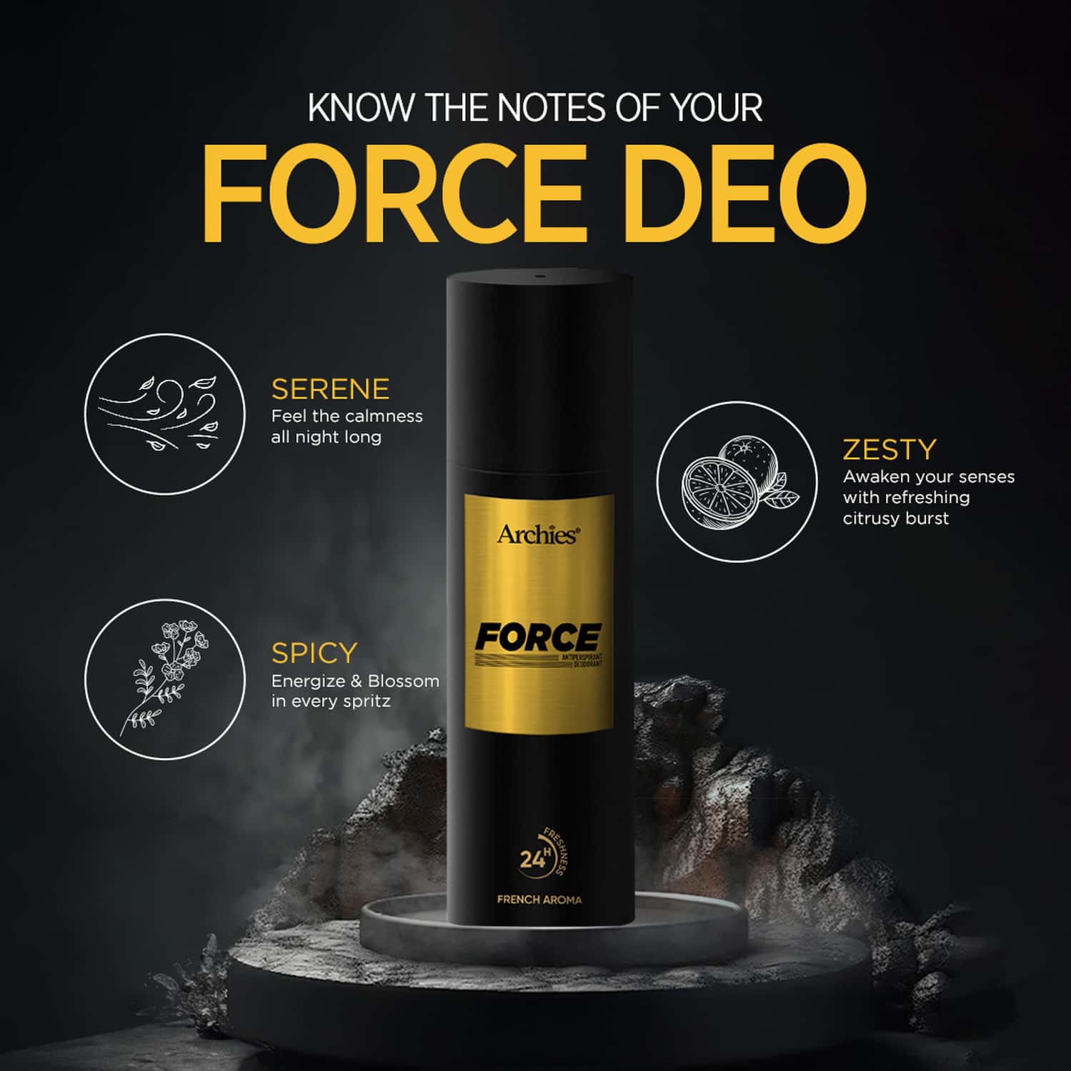 Buy ARCHIES FORCE FRENCH AROMA ANTIPERSPIRANT DEODORANT FOR MEN 200ML