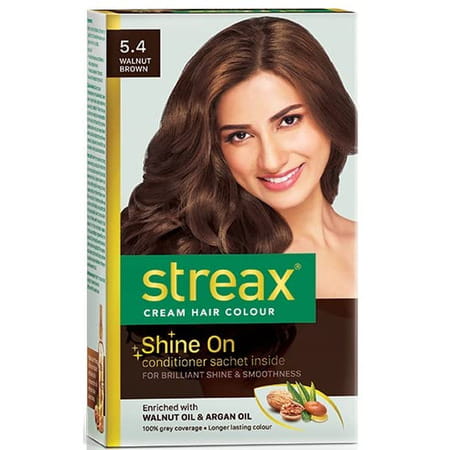 Streax Cream Hair Color For Unisex 60ml - 5.4 Walnut Brown (Pack Of 14)