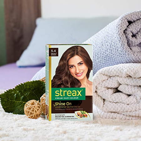Streax Cream Hair Color For Unisex 60ml - 5.4 Walnut Brown (Pack Of 14)