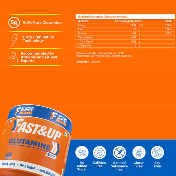 Fast&Up Glutamine - Pure Unflavoured - 300Gm