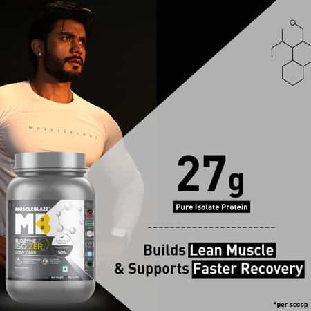 Muscleblaze Iso-Zero Whey Isolate (Unflavoured | 1Kg) | 27G Protein | Eaf | Low Carb