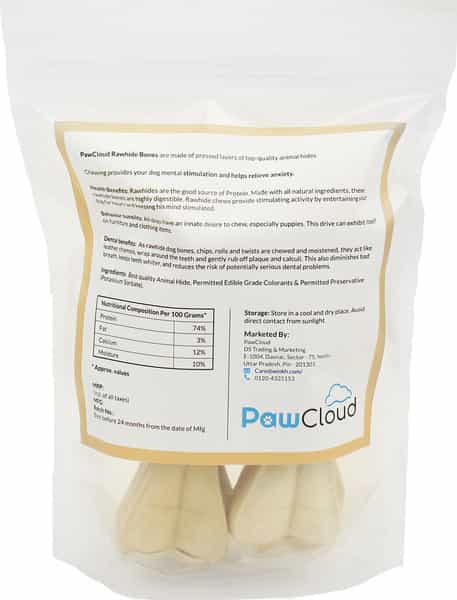Pawcloud Rawhide Pressed Dog Bones Dog Bone Treat 5 Inches (5 Pieces)