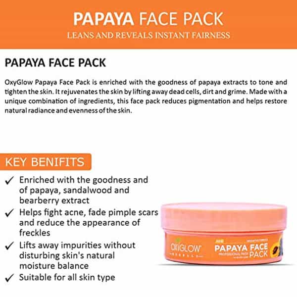 Oxyglow Herbals Papaya Scrub Pack|Enriched With Papaya | Sandalwood | & Bearberry Extract|300Gms