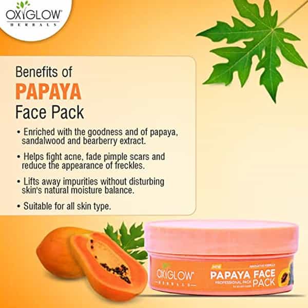 Oxyglow Herbals Papaya Scrub Pack|Enriched With Papaya | Sandalwood | & Bearberry Extract|300Gms