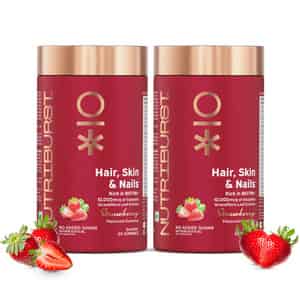 Nutriburst Biotin Gummies To Support Hair | Skin & Nail Growth (2x60 Gummies)(strawberry Flavor)