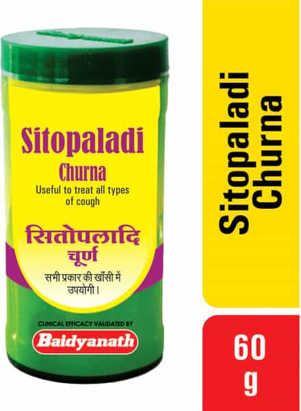 Baidyanath Asli Ayurved Sitopaladi Churna - 60 Gm (Pack Of 2) For Dry Wet And Allergic Cough