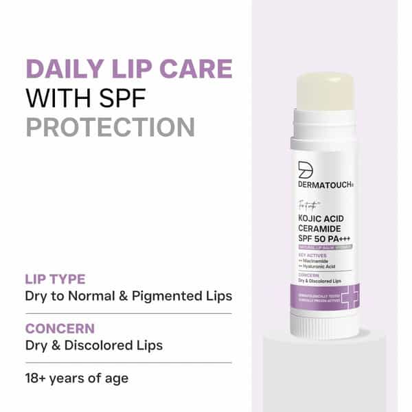 Dermatouch Kojic Acid Ceramide Spf 50 Pa+++ Natural Lip Balm - 5G