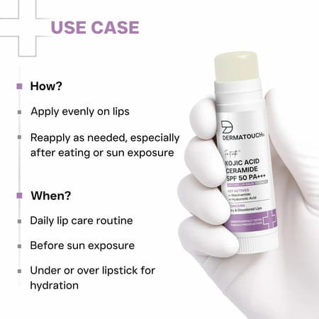Dermatouch Kojic Acid Ceramide Spf 50 Pa+++ Natural Lip Balm - 5G