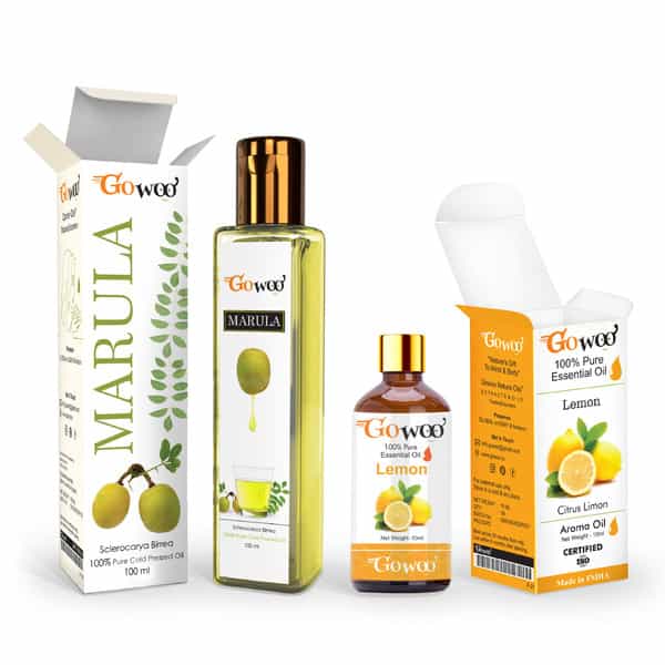 Pack Of 2 Lemon Essential Oil & Marula Carrier Oil - 100% Natural Therapeutic Grade Cold Pressed