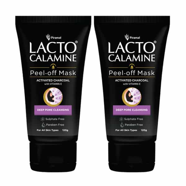 Lacto Calamine Peel Off Mask | Activated Charcoal & Vitamin E Deep Pore Cleansing 120 Gm (Pack Of 2)