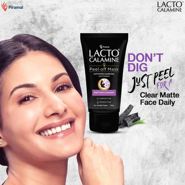 Lacto Calamine Peel Off Mask | Activated Charcoal & Vitamin E Deep Pore Cleansing 120 Gm (Pack Of 2)