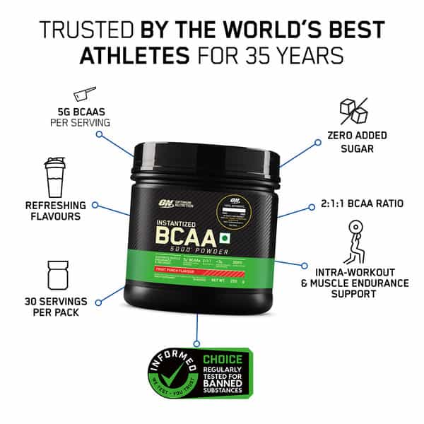 Optimum Nutrition Bcaa5000 Fruit Punch 250Gm 30 Servings