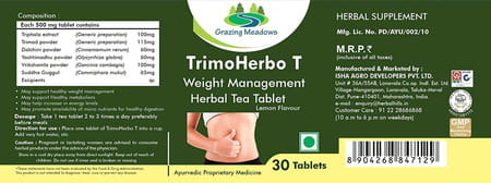 Grazing Meadows Trimo Herbo T - Natural And Pure 30 Tea Tablets (Pack Of 4)