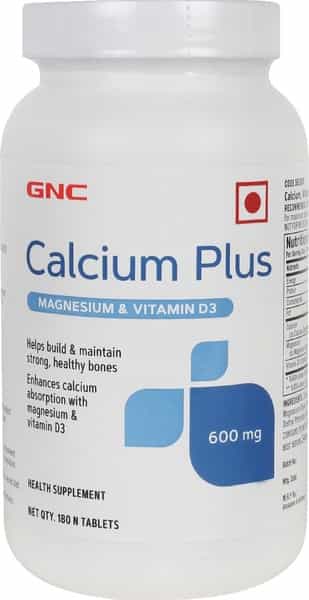 Gnc Calcium Plus 600Mg With Magnesium And Vitamin D3 - 180 Tablets